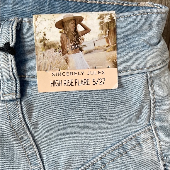 Sincerely Jules Light Blue High Rise Flare Jeans - Picture 4 of 8